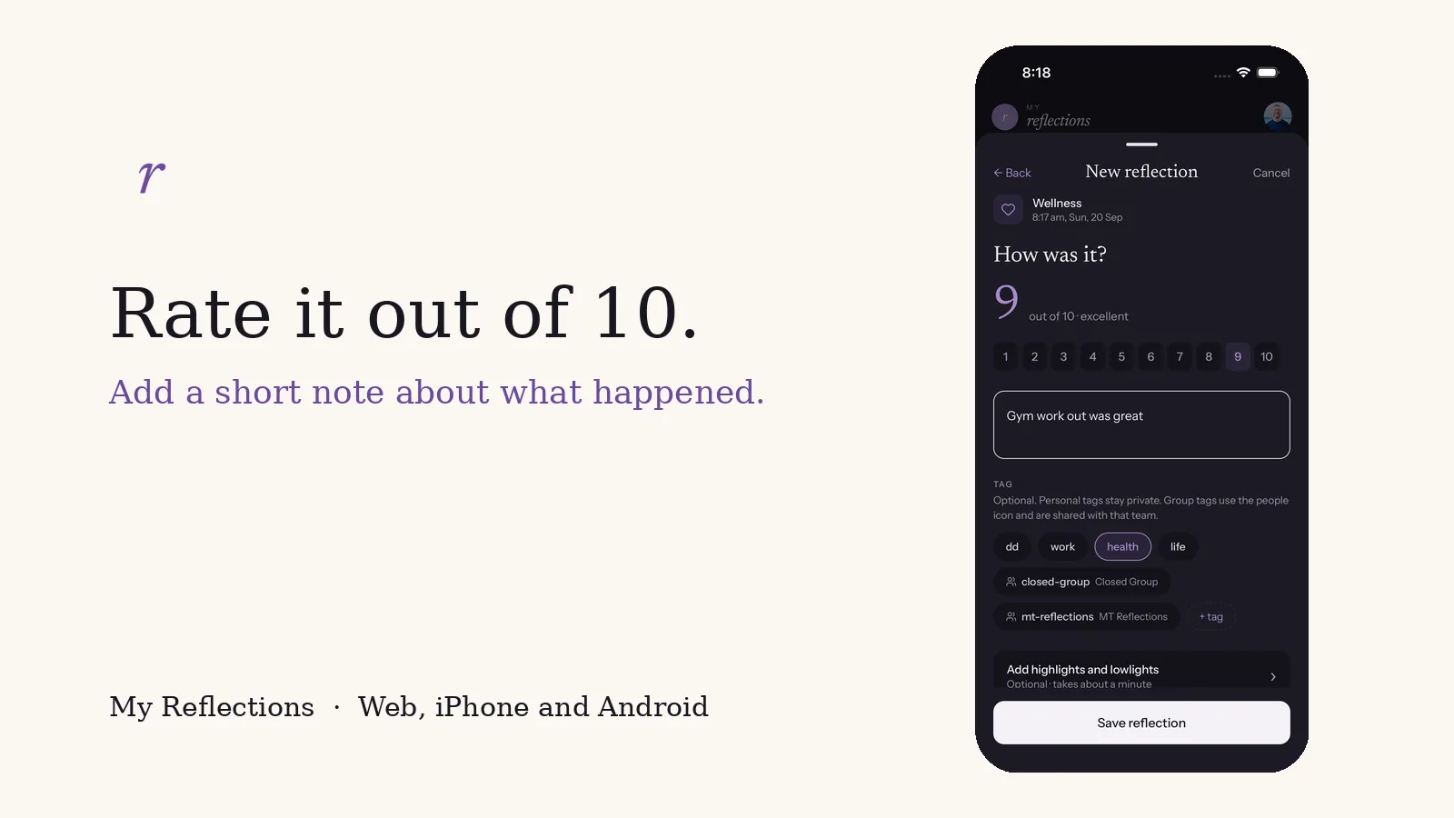 My Reflections screenshot 2: Daily Reflection and Journaling App