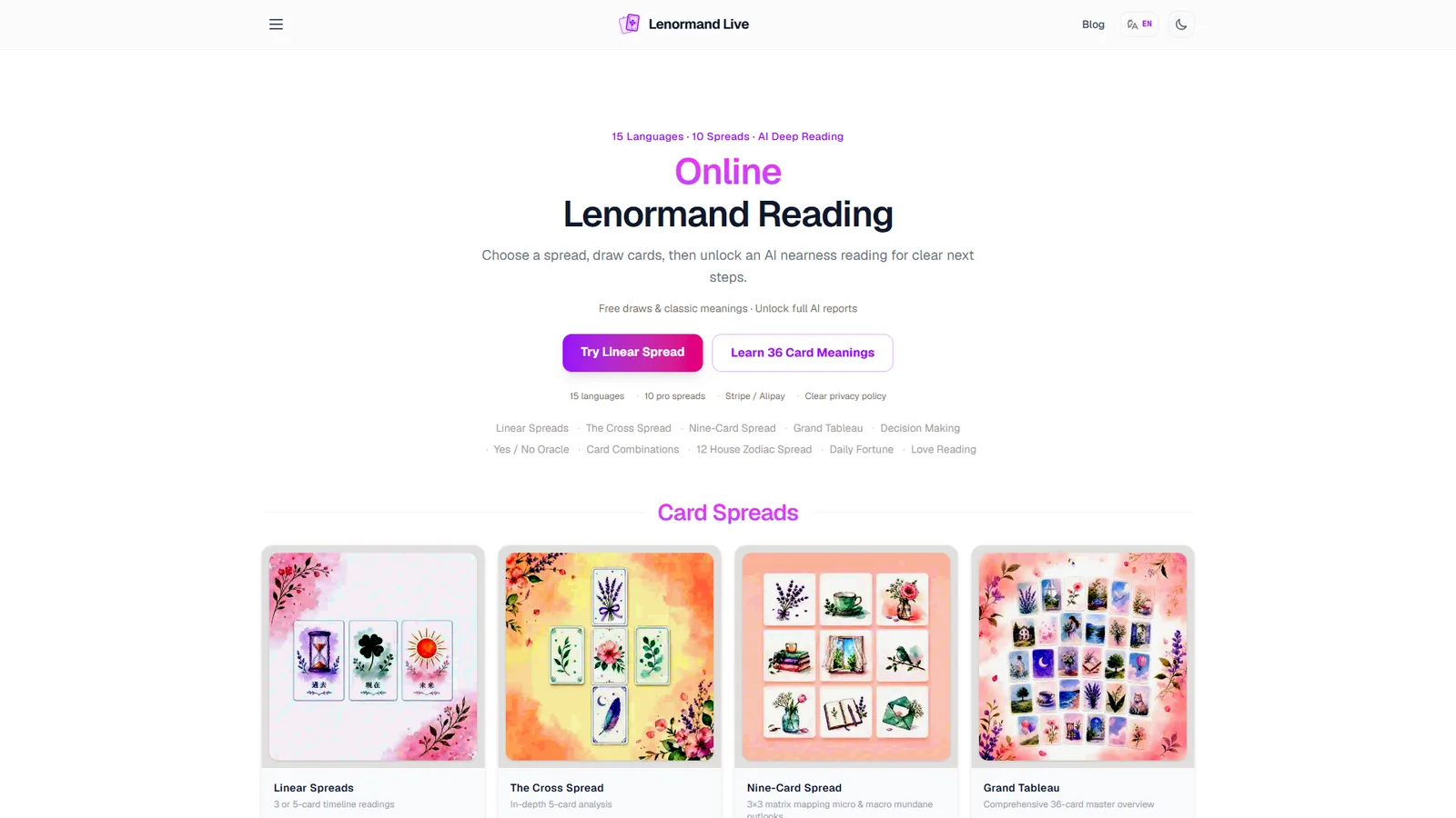 Lenormand Live screenshot 2: Daily Lenormand Card Readings Online