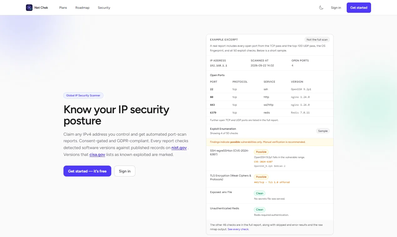 Net Chek screenshot 4: External IP Vulnerability Scanner