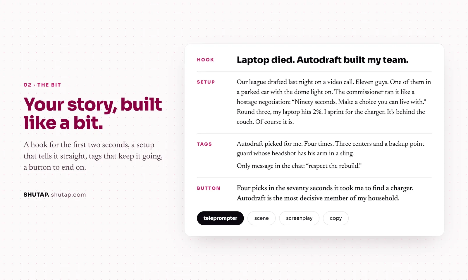 Shutap screenshot 2: AI Joke Generator for Creators