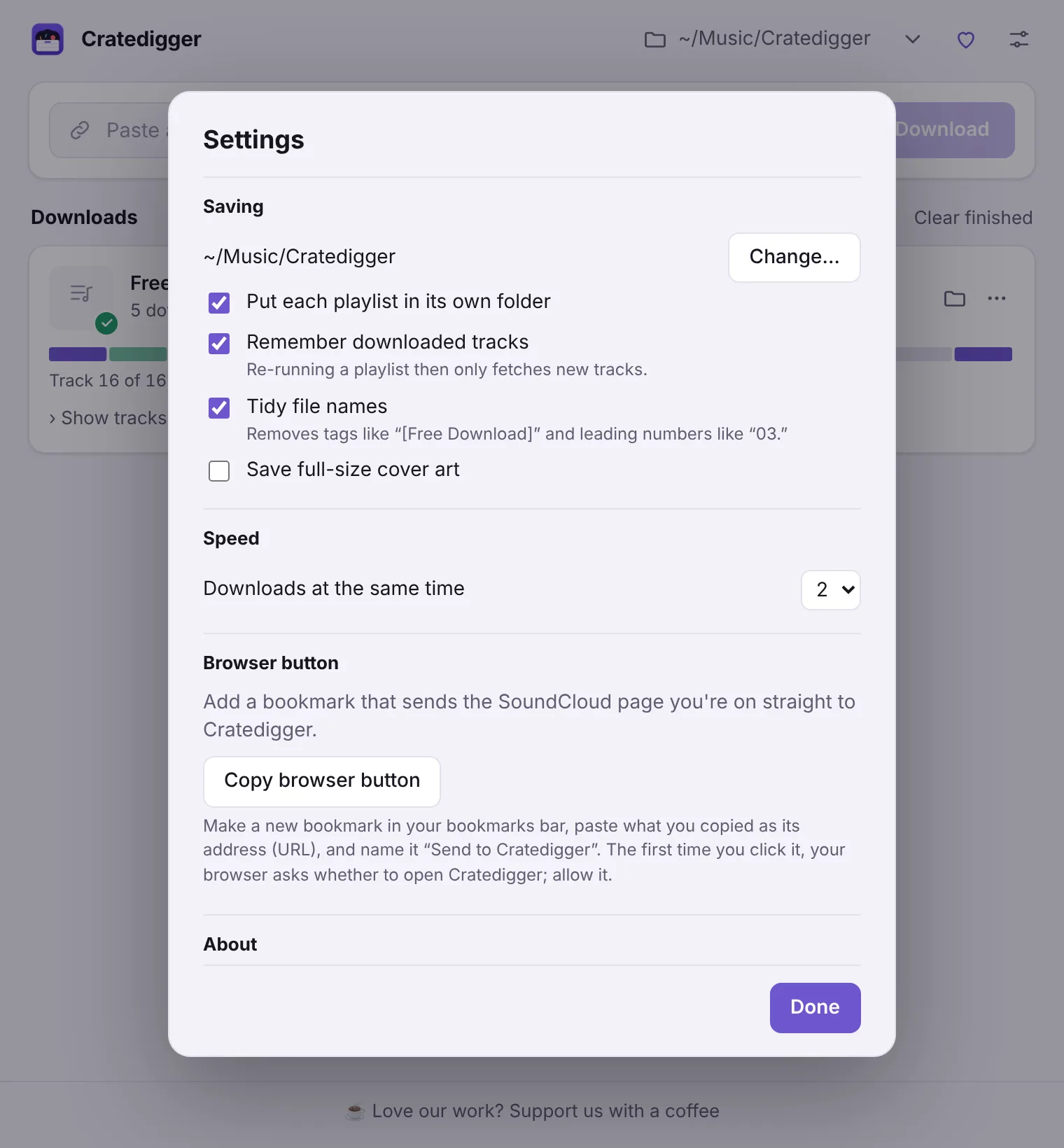 Cratedigger screenshot 3: SoundCloud Playlist Downloader
