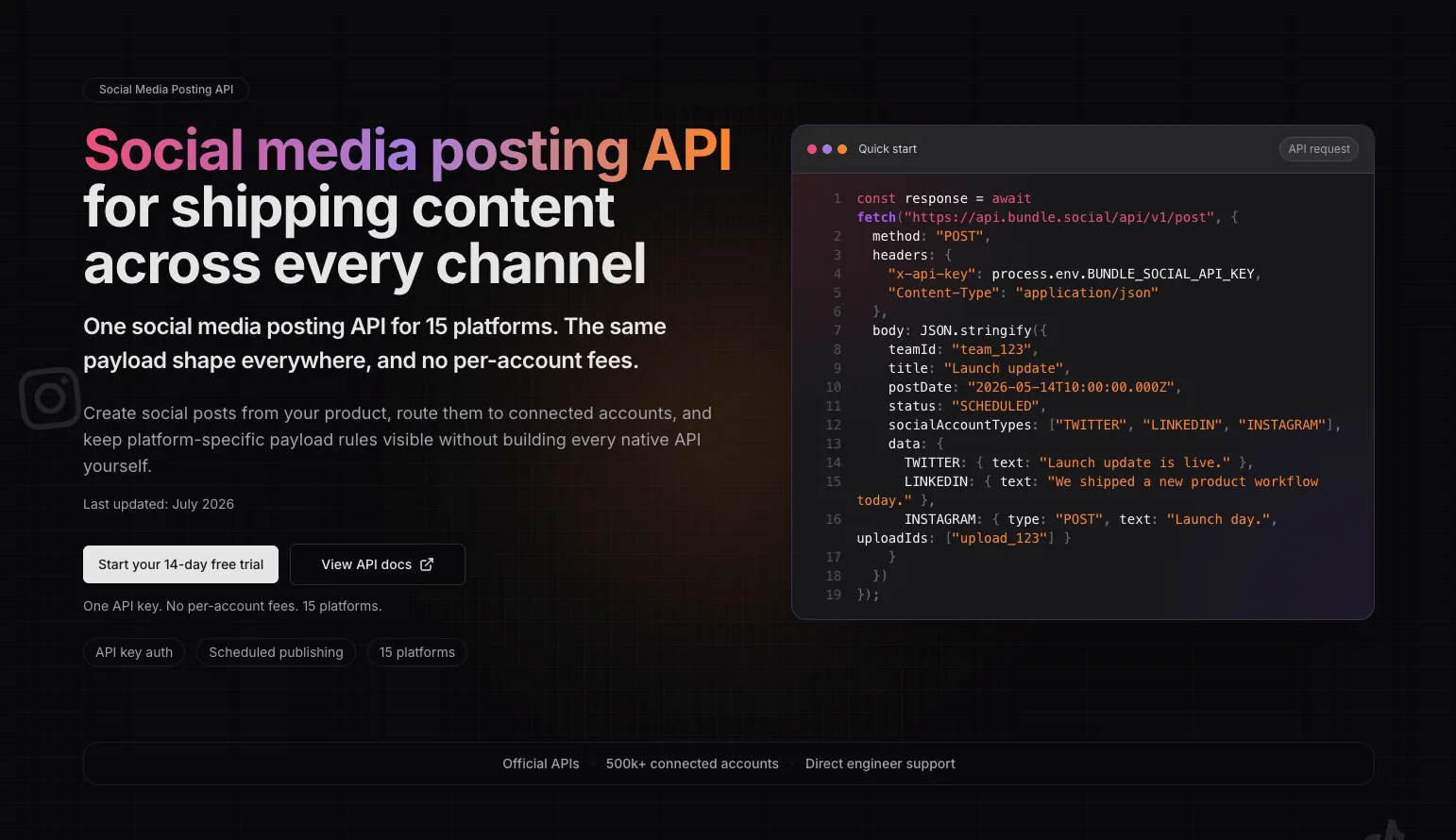 bundle.social screenshot 4: Social Media API with No Account Limits