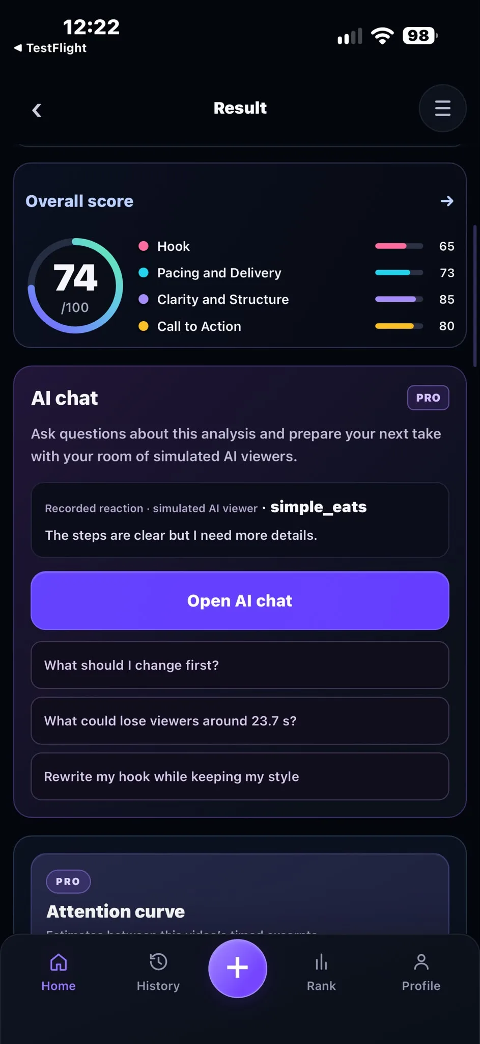 Backstage screenshot 4: AI Video Coach for Social Media