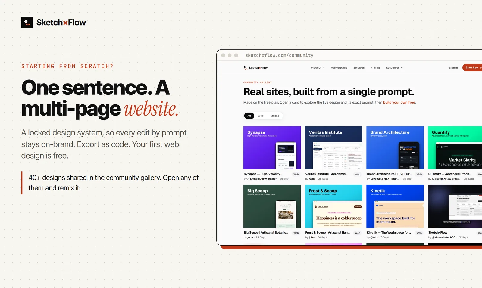 SketchXFlow screenshot 1: AI Website Design Tool