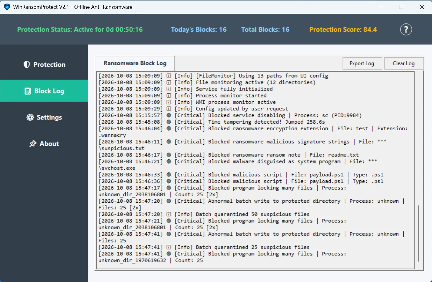 WinRansomProtect screenshot 3: Offline Ransomware Protection for Windows