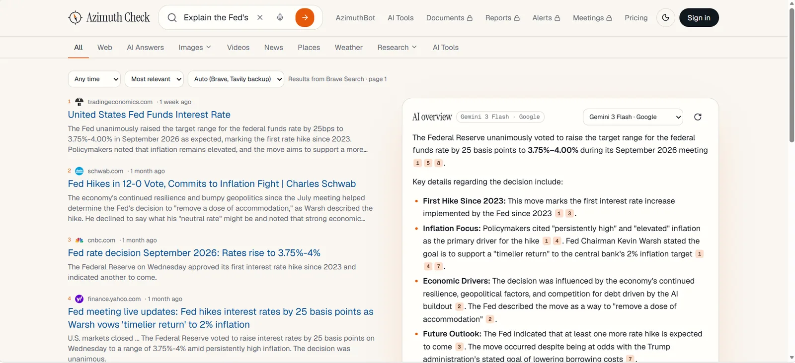 Azimuth Check screenshot 3: AI Search Engine Comparison