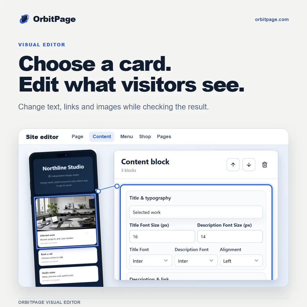 OrbitPage screenshot 2: Open-source Link-in-bio and Page Builder