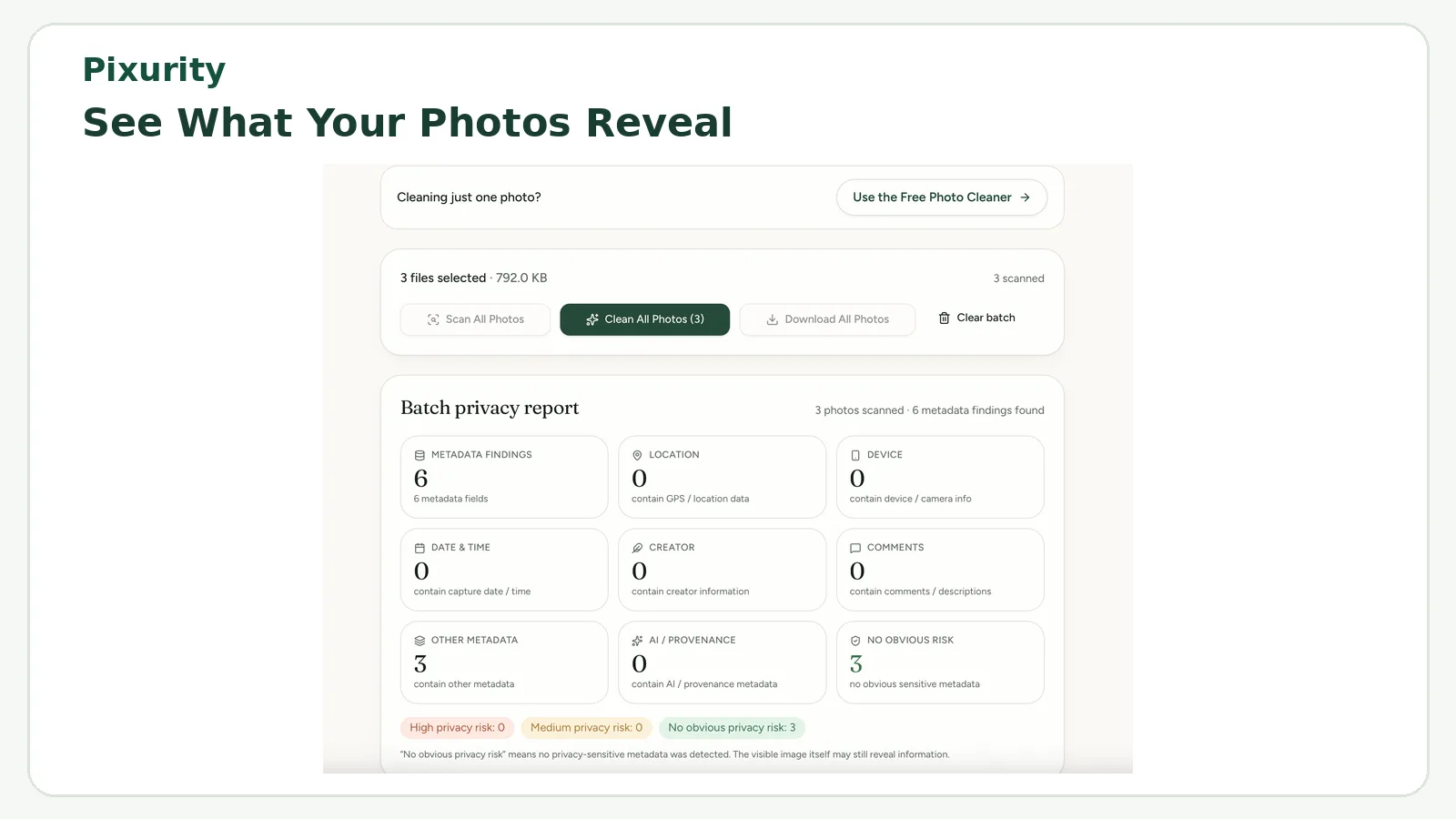 Pixurity screenshot 2: Online Metadata Remover for Photos and Files