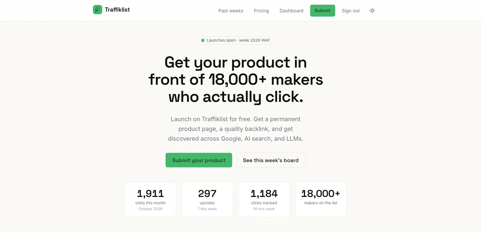 Traffiklist, The weekly launch board for indie makers screenshot 3: The Product Launch Platform Built for Indie Makers