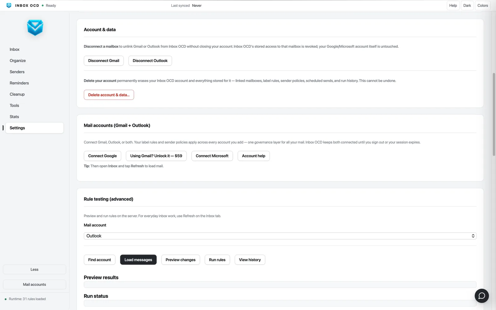 Inbox OCD screenshot 3: Desktop App to Clean and Sort Gmail & Outlook