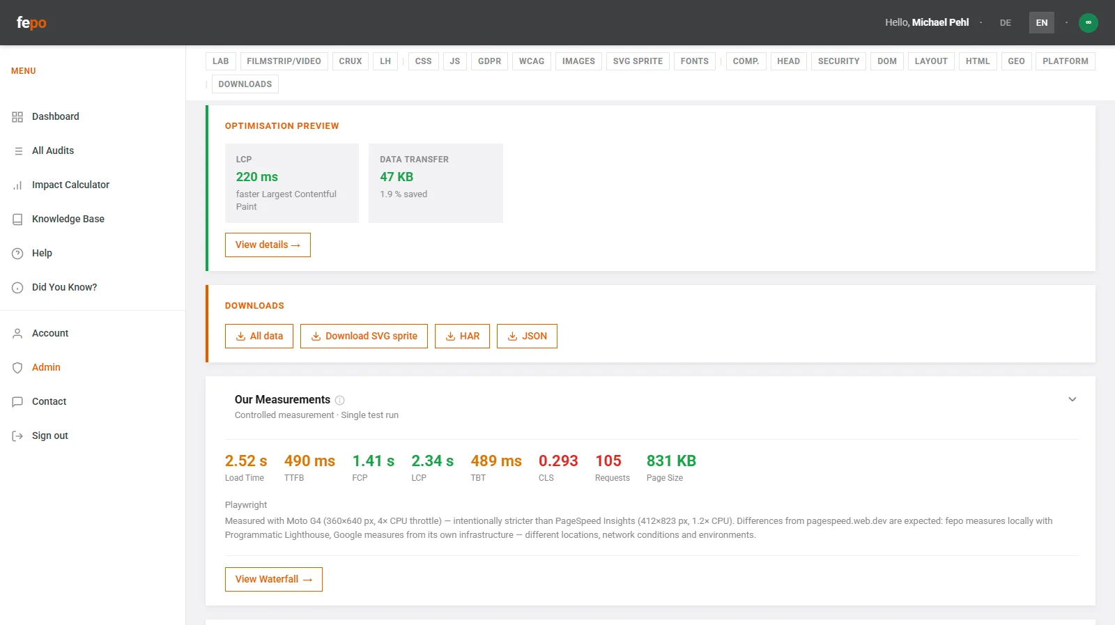 fepo screenshot 4: Performance Audit with Optimized Assets - Fonts, CSS, Images