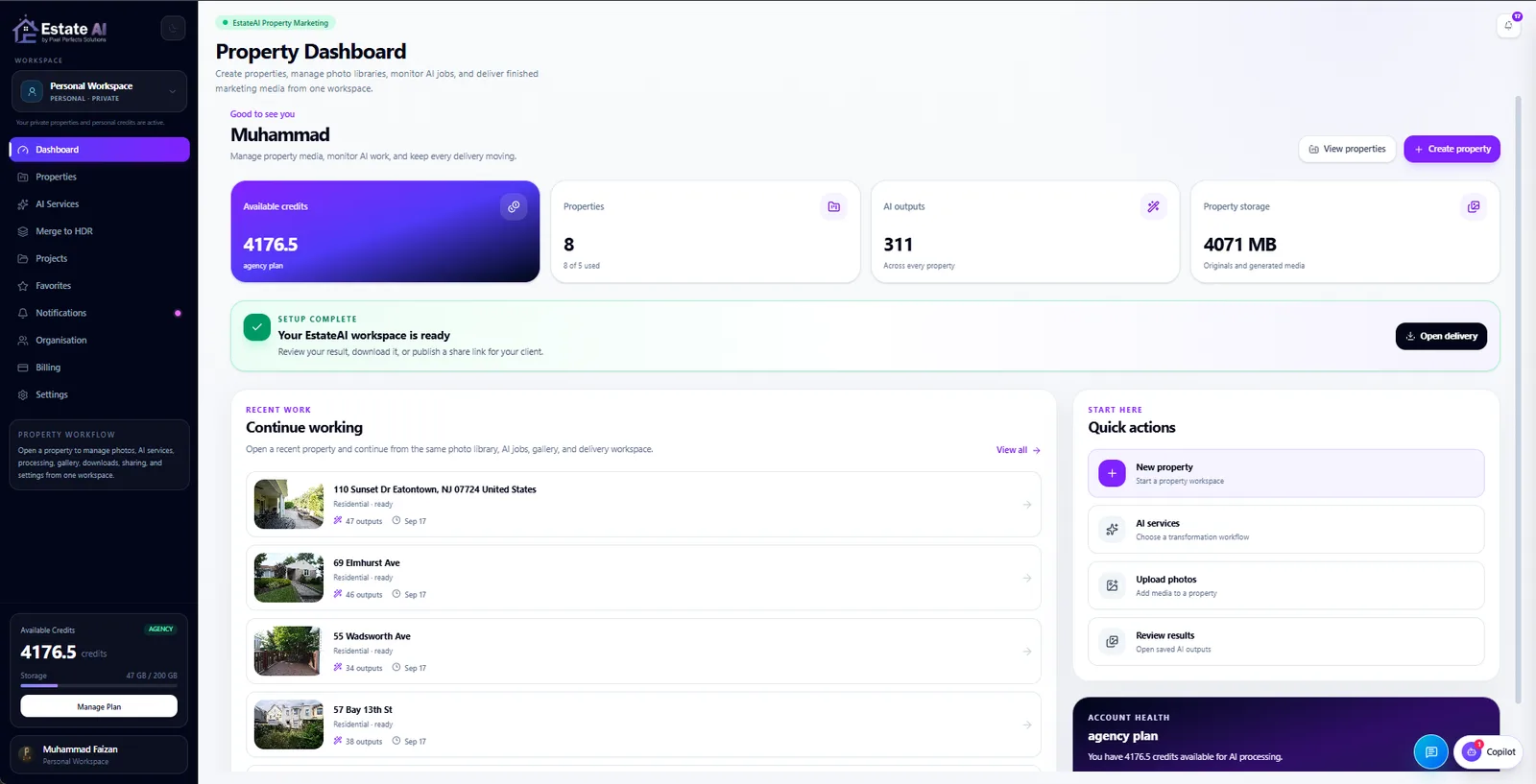 EstateAI by Pixel Perfects Solutions screenshot 2: AI Real Estate Marketing Platform