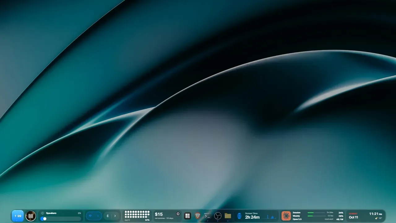 lumabar screenshot 3: Windows Taskbar Replacement with Widgets