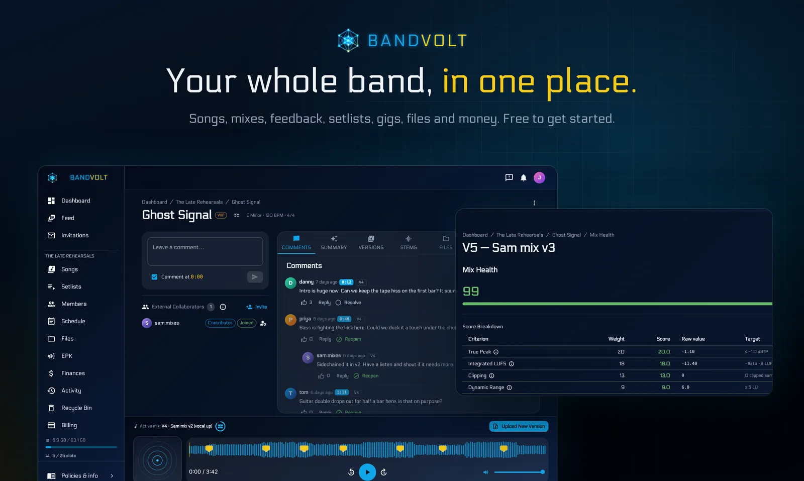 BandVolt screenshot 1: Music Collaboration and Band Management