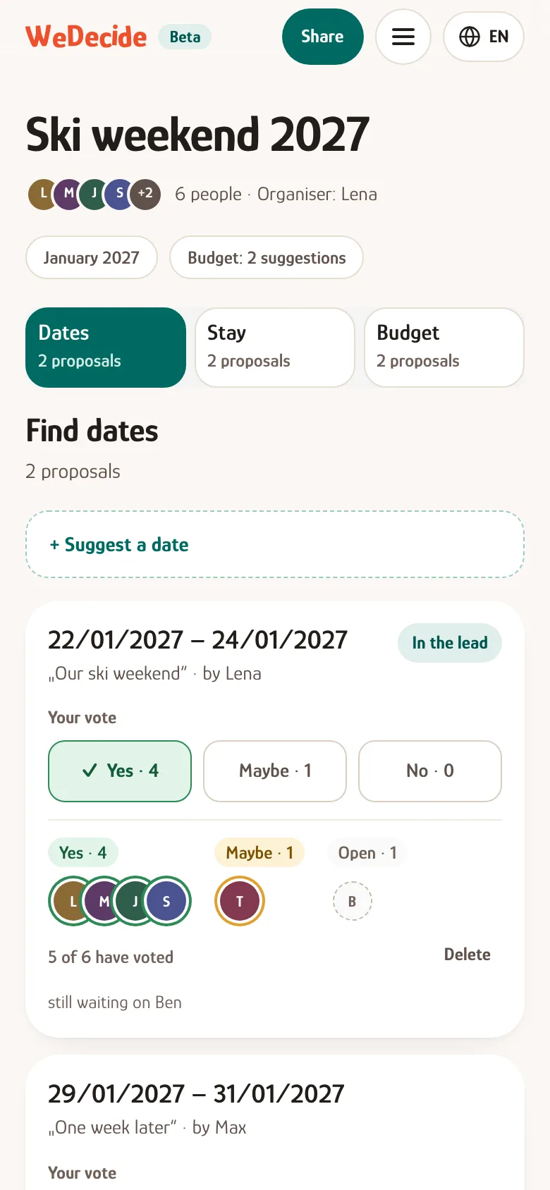 WeDecide screenshot 3: Group Trip Planning Tool