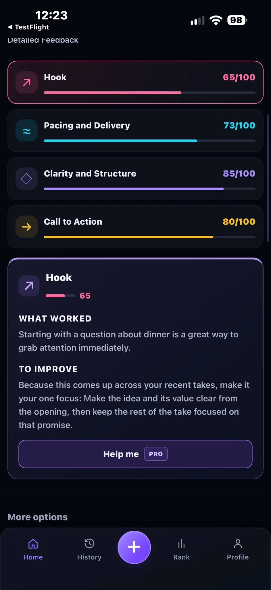 Backstage screenshot 3: AI Video Coach for Social Media