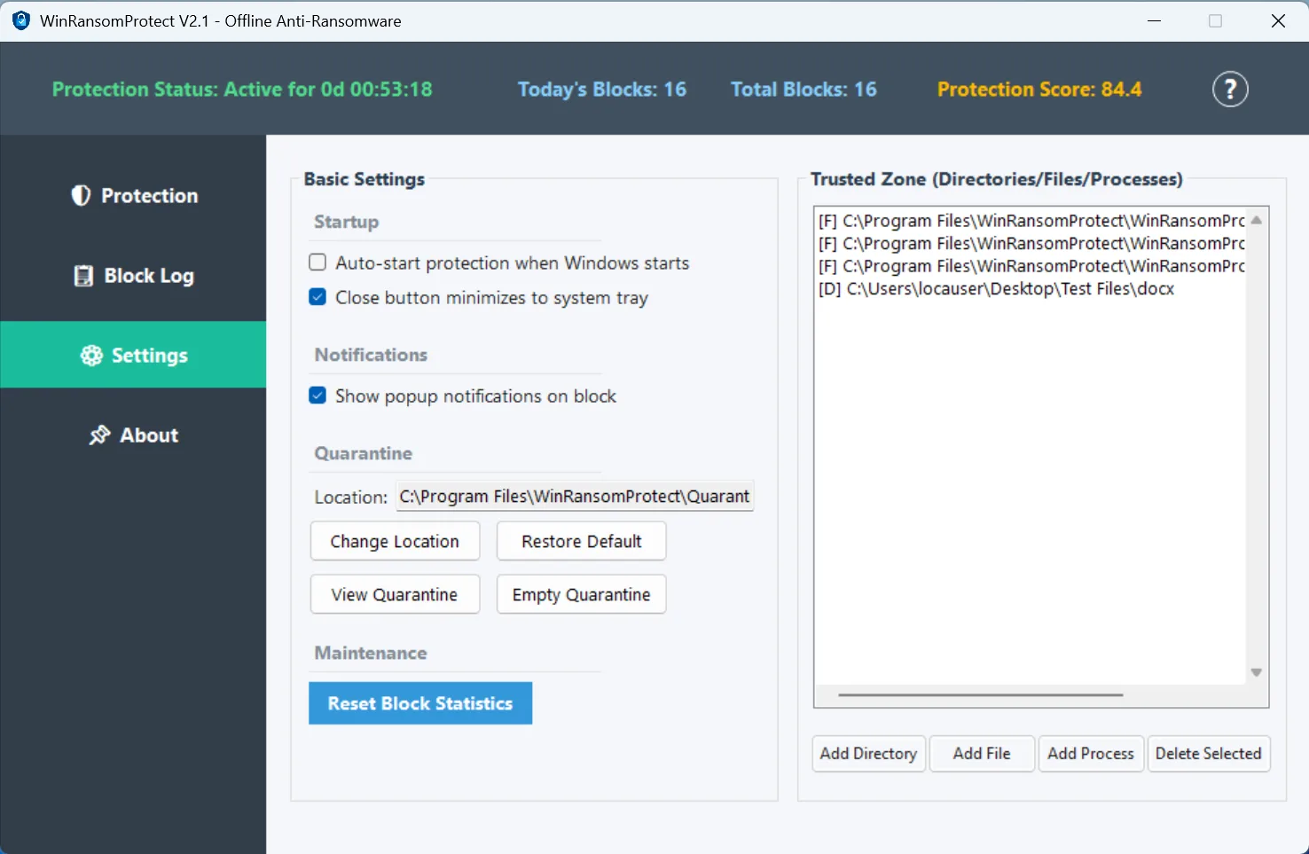 WinRansomProtect screenshot 4: Offline Ransomware Protection for Windows