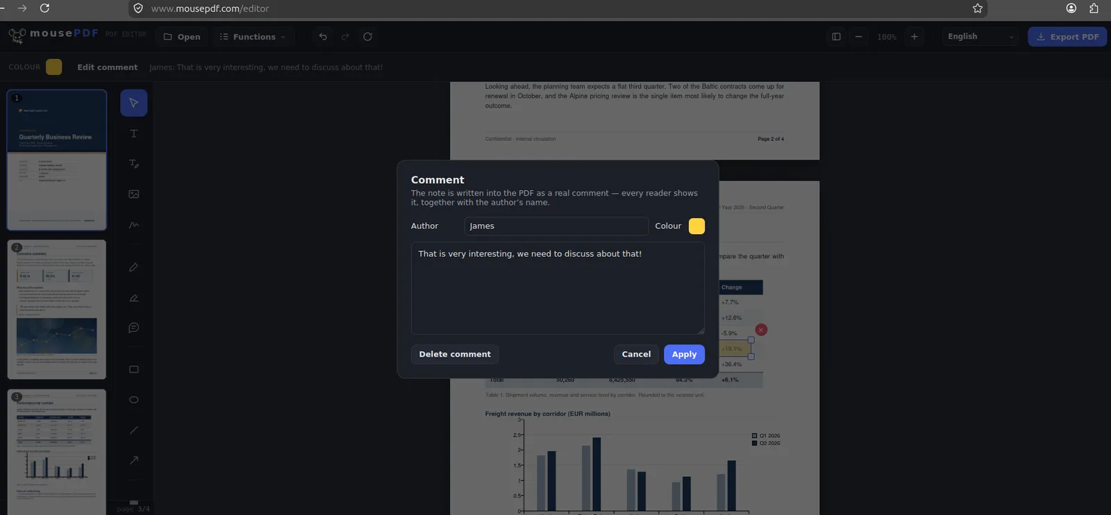 mousePDF screenshot 2: Free Browser Based PDF Editor