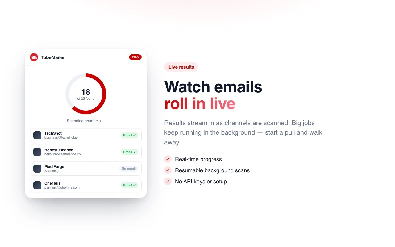 TubeMailer screenshot 2: YouTube Creator Email Finder