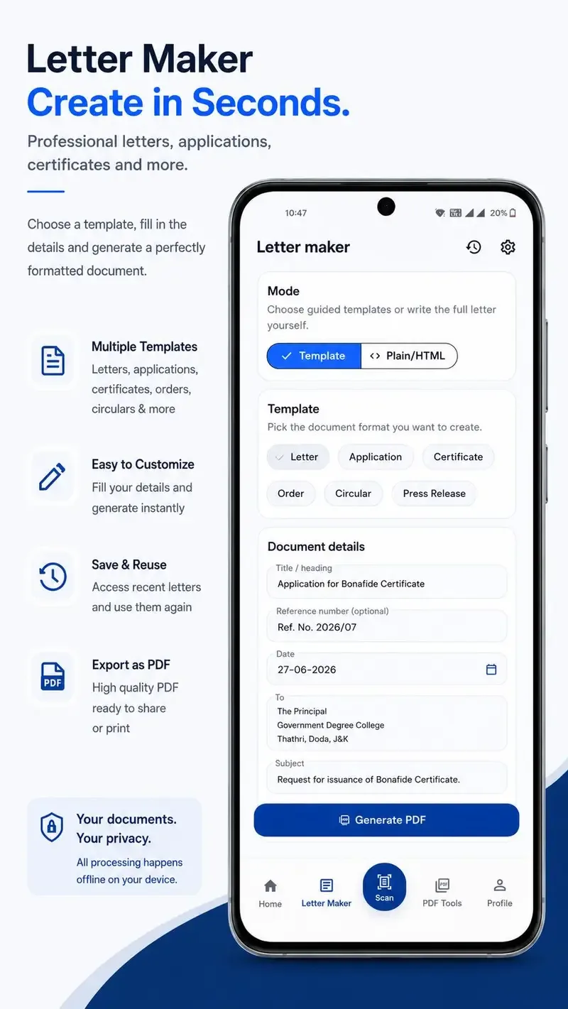 ScanPatra screenshot 1: Offline Document Scanning App