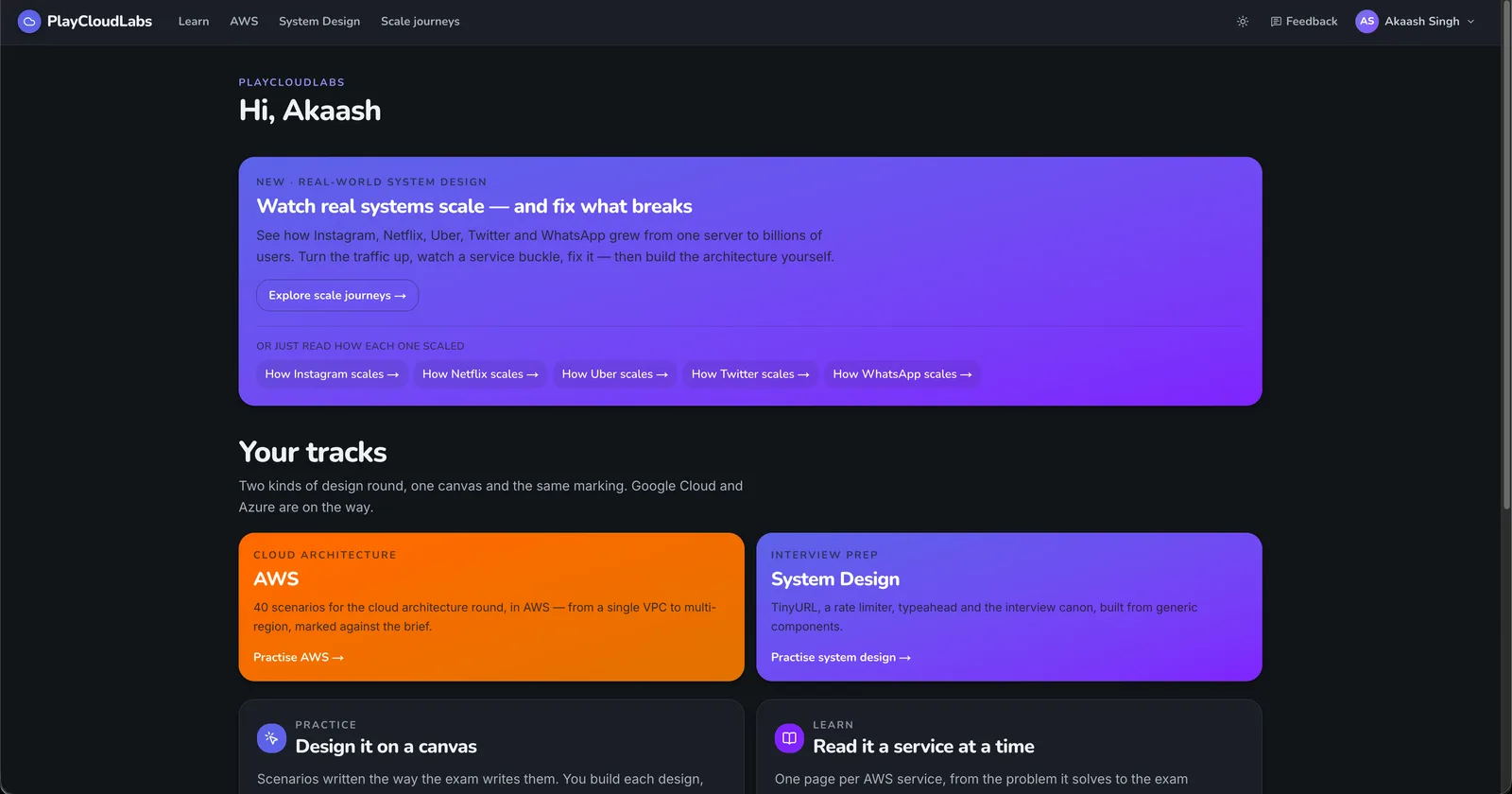 PlayCloudLabs screenshot 2: System Design Interview Practice