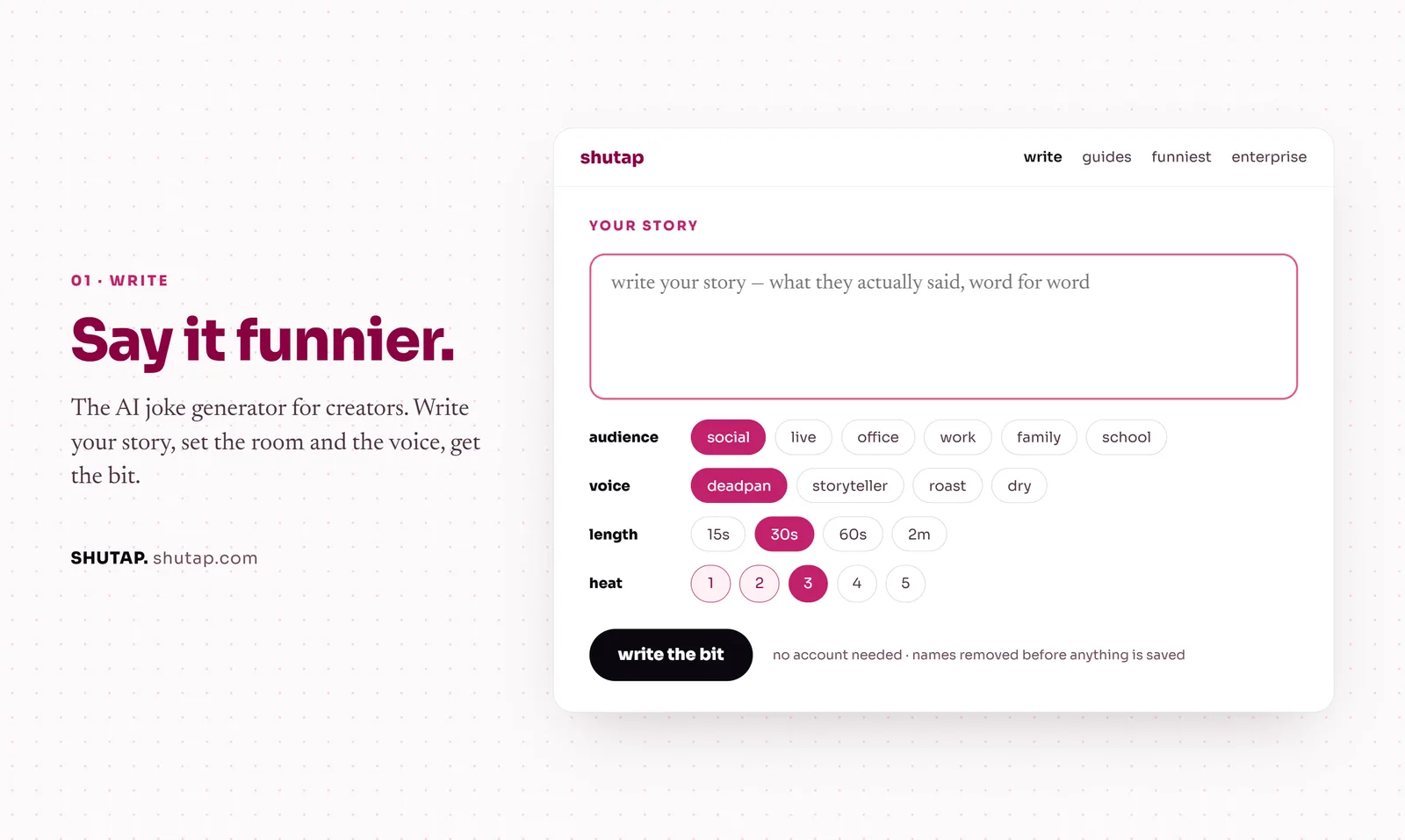 Shutap screenshot 1: AI Joke Generator for Creators