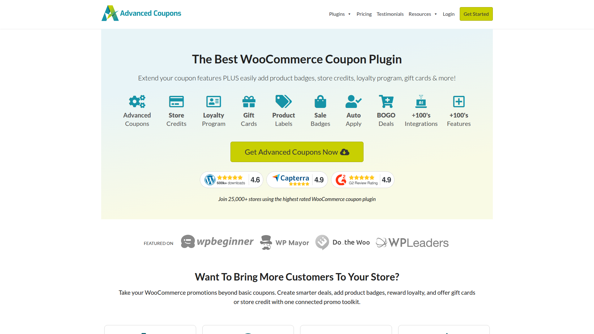 Advanced Coupons homepage