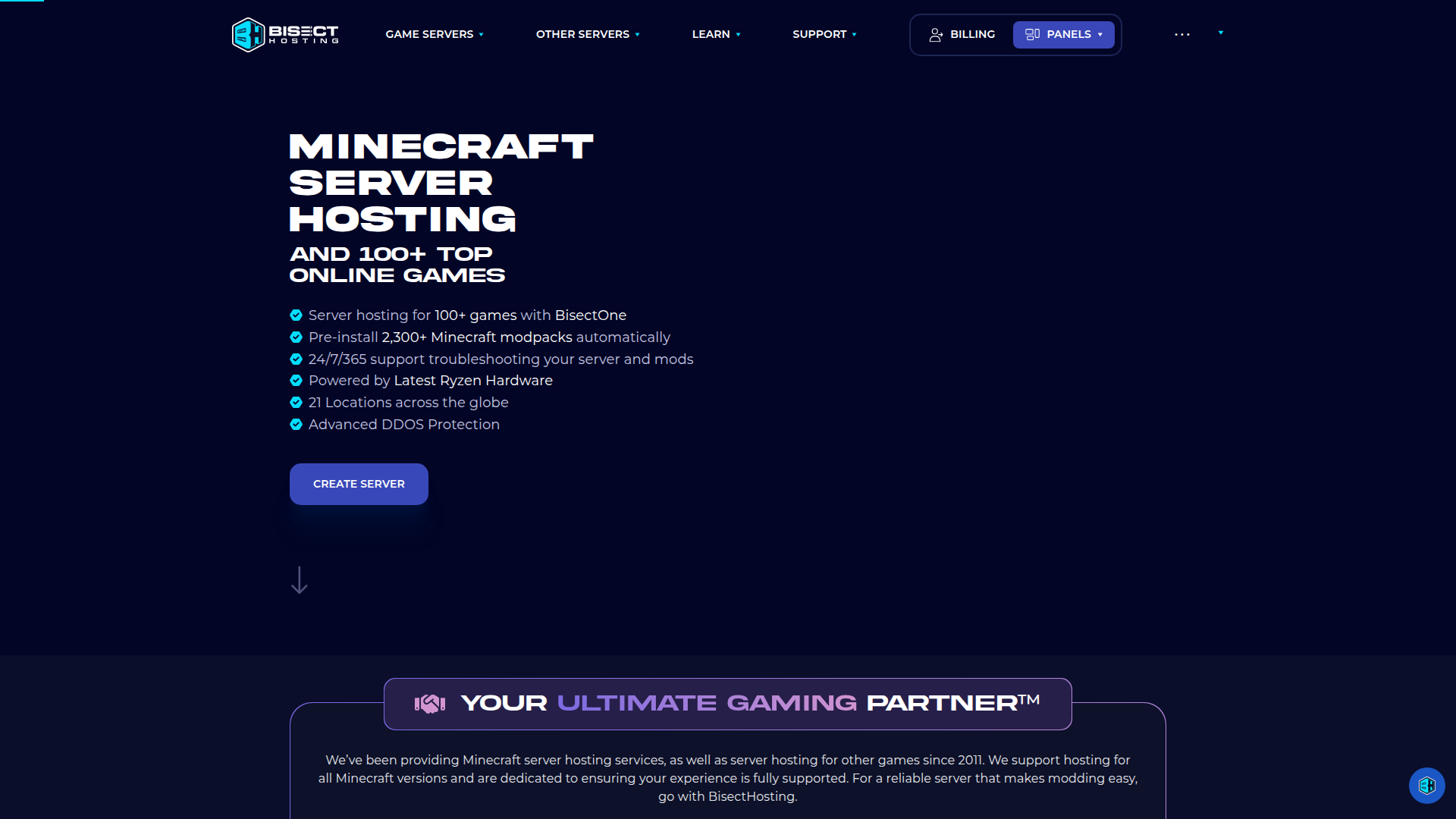 BisectHosting homepage