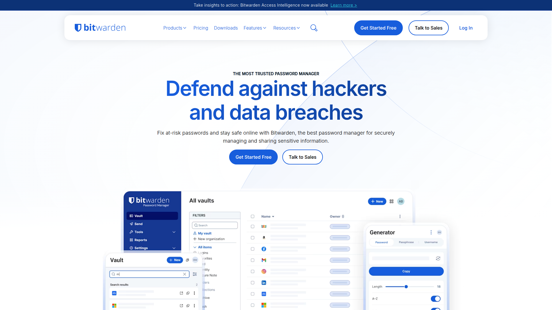 Bitwarden homepage