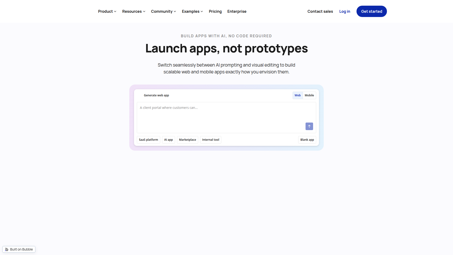 Bubble homepage