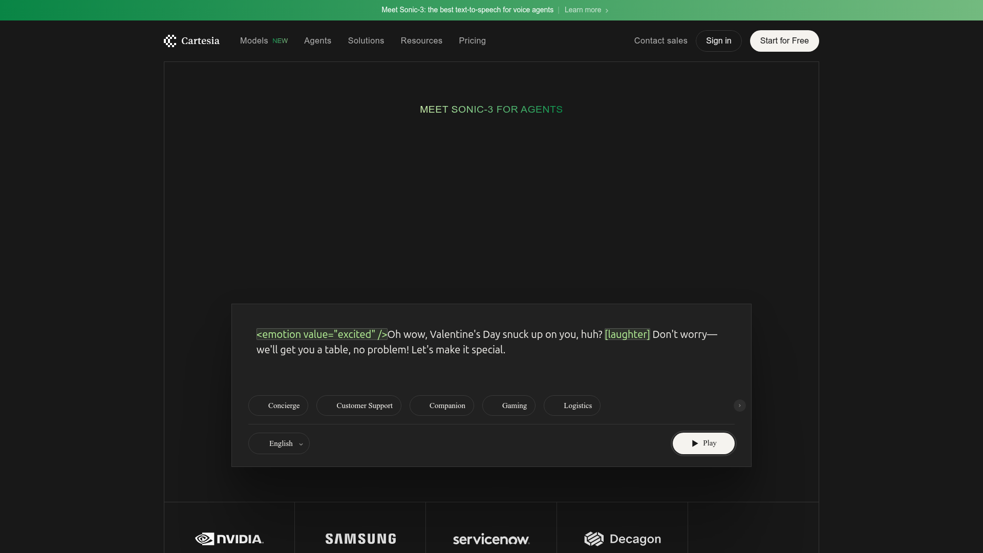 Cartesia homepage