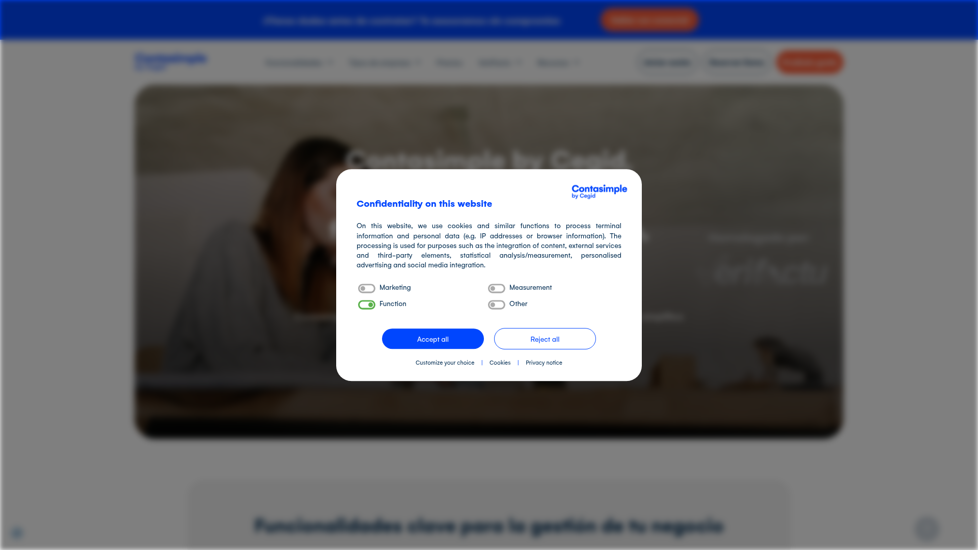 Contasimple homepage