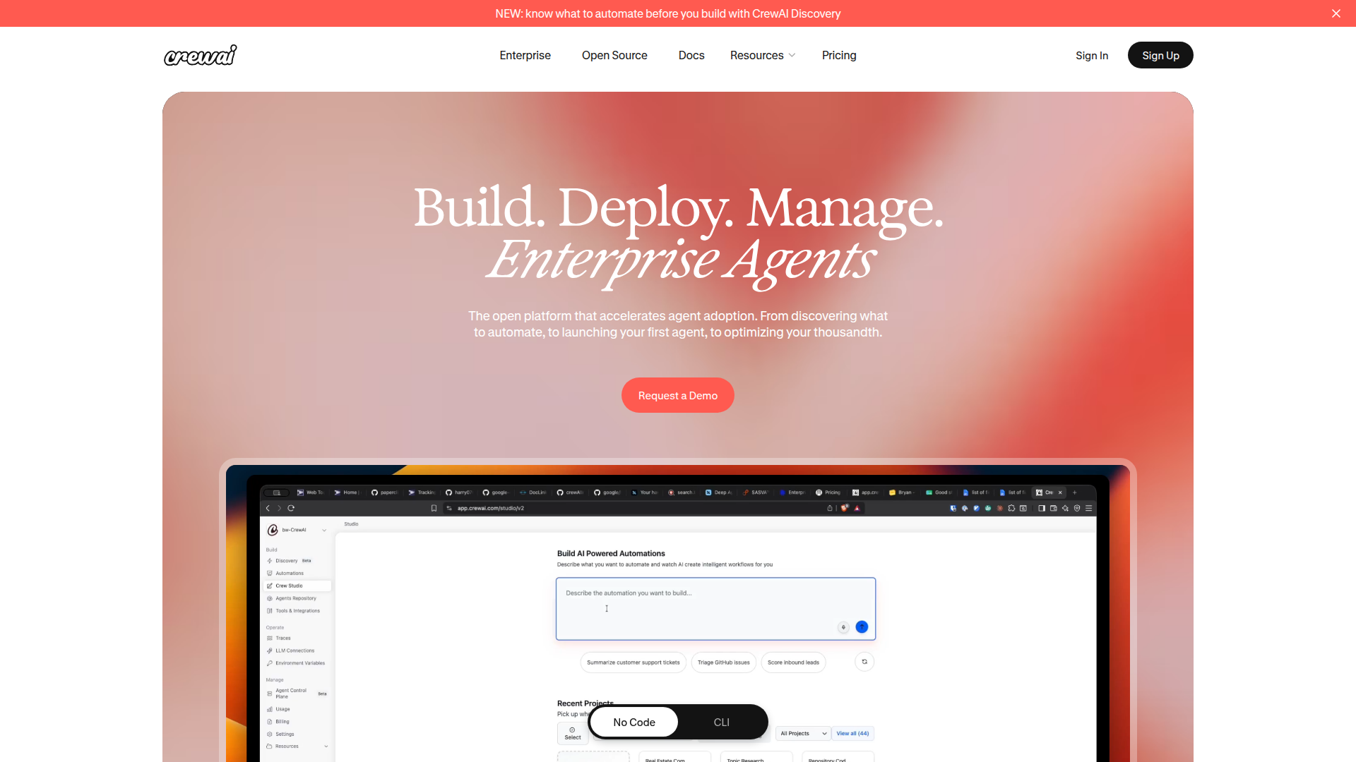 CrewAI homepage