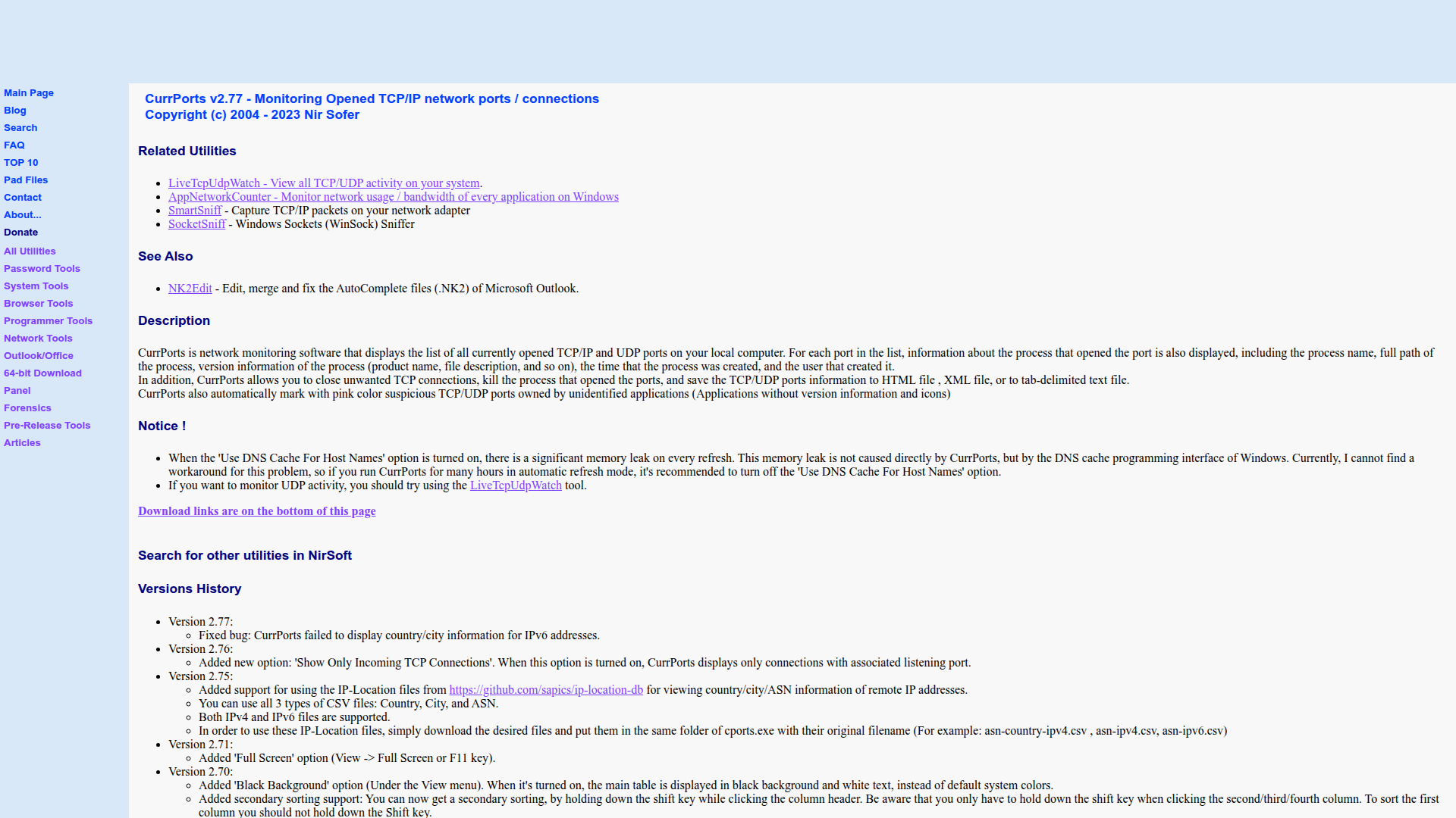 CurrPorts homepage
