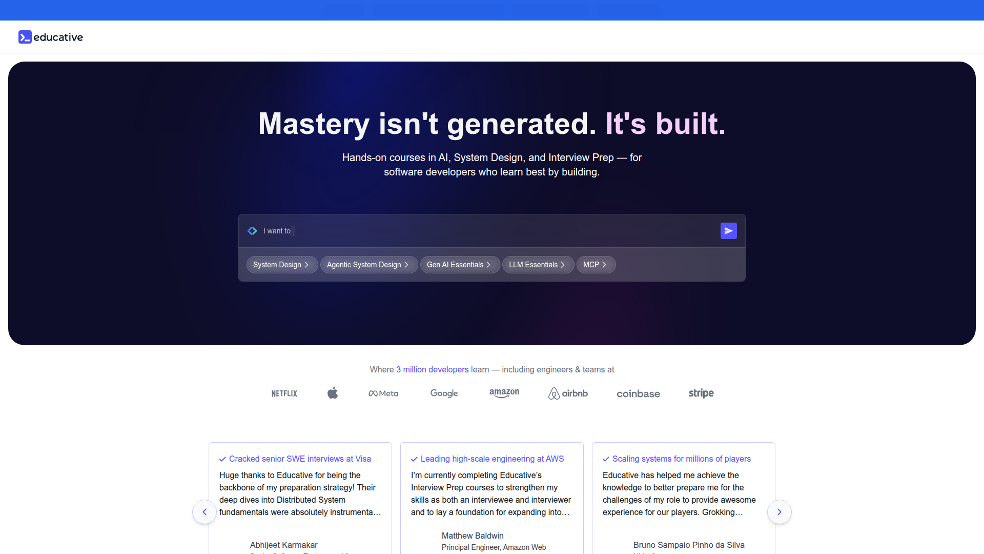 Educative homepage