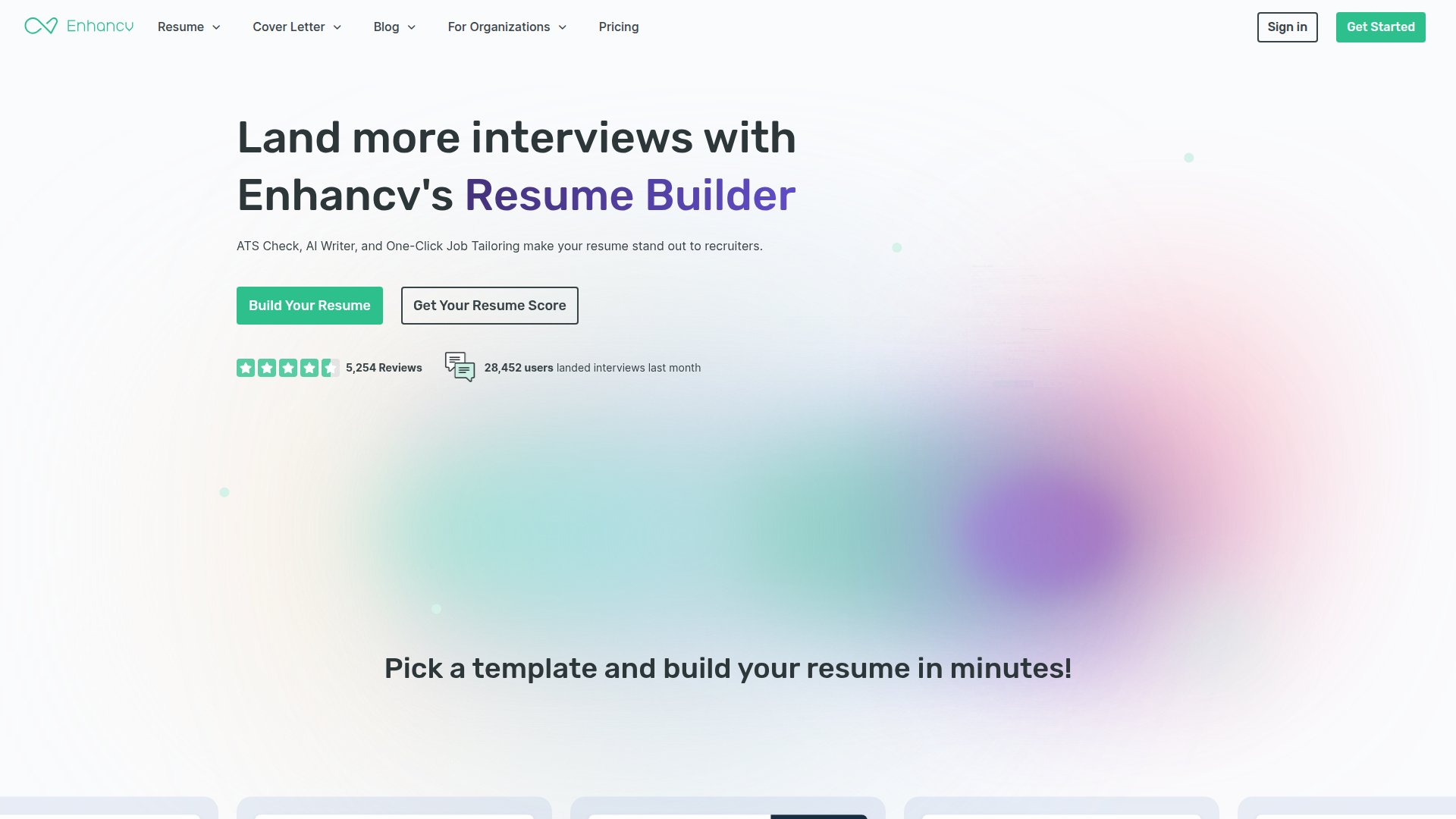 Enhancv homepage