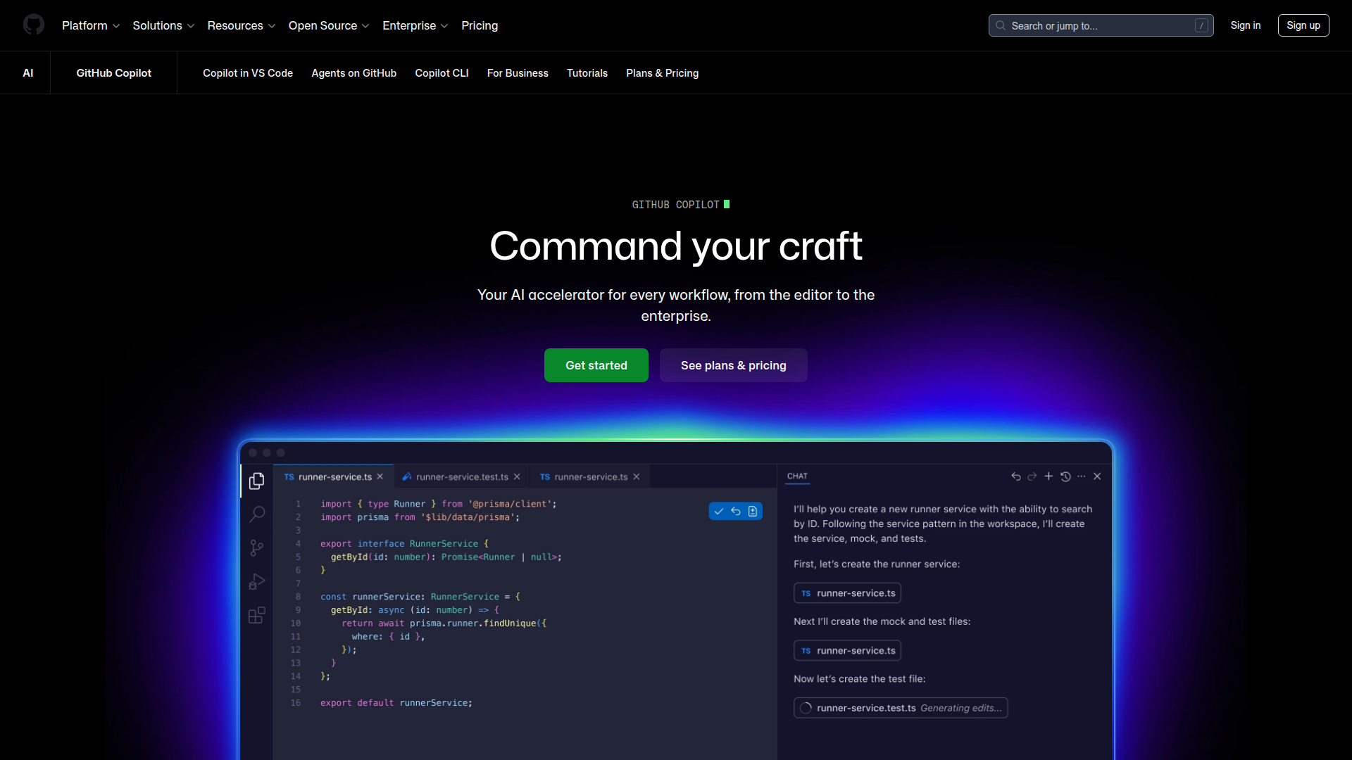 GitHub Copilot homepage