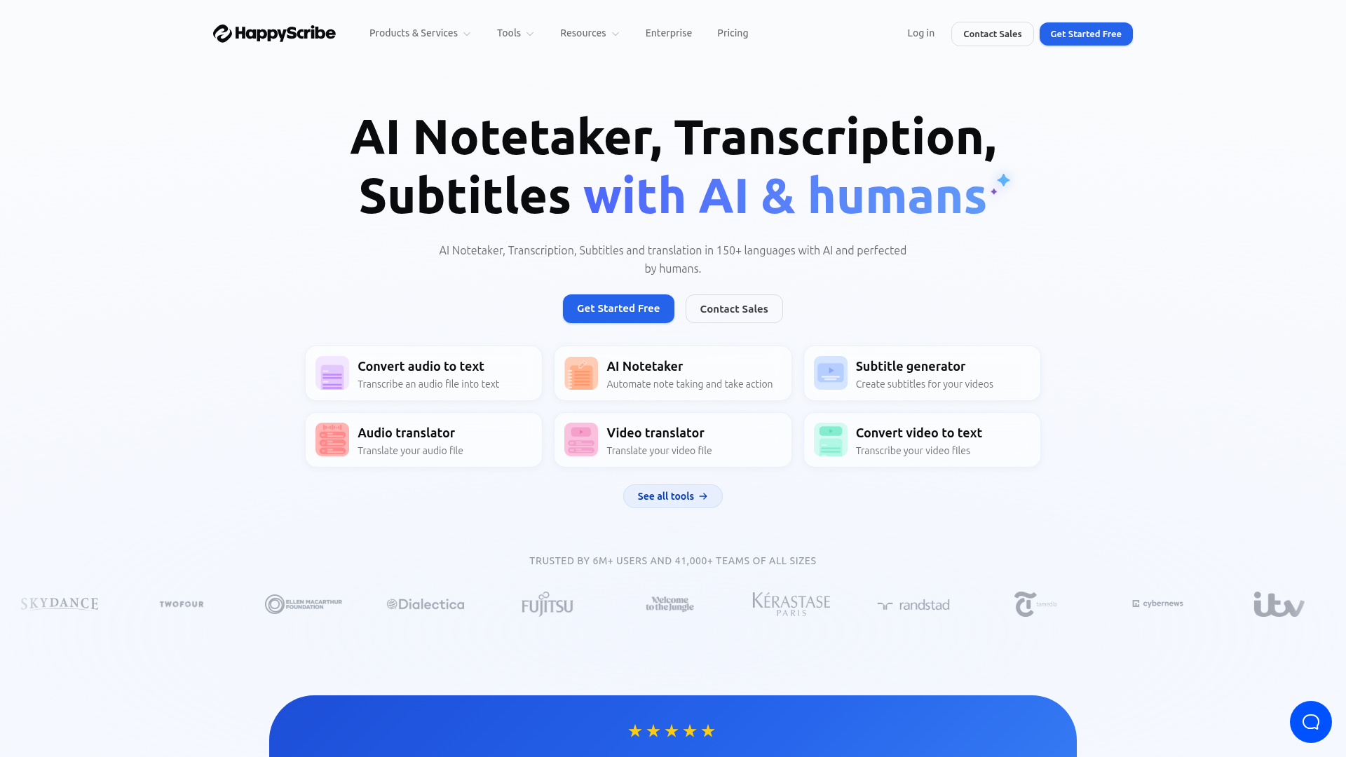 Happy Scribe homepage