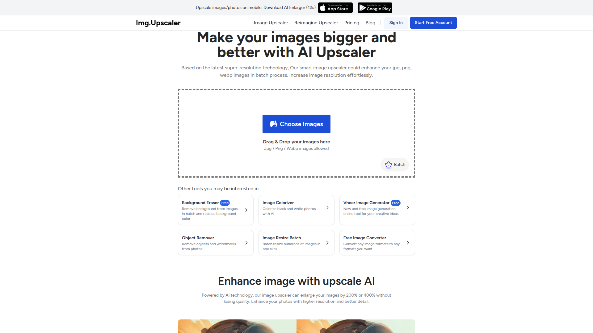 Img Upscaler homepage