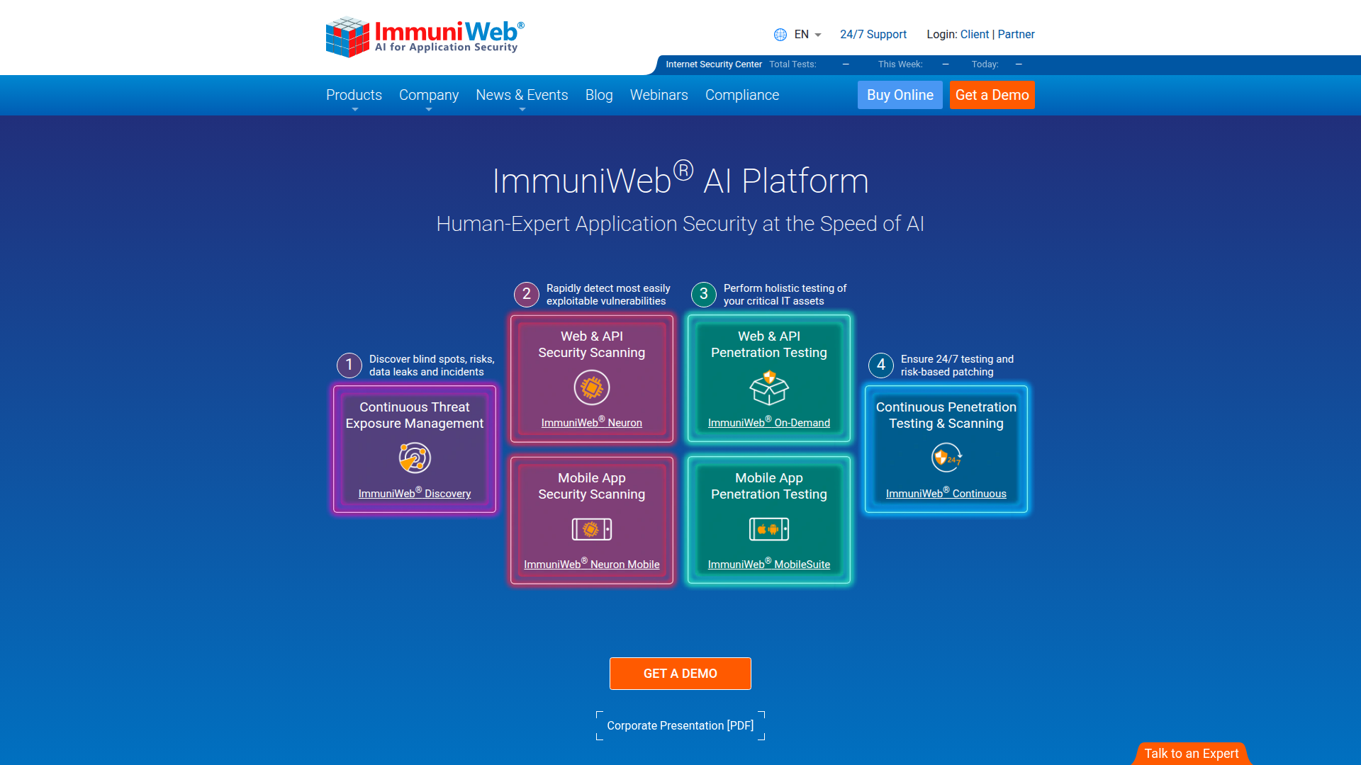 ImmuniWeb homepage