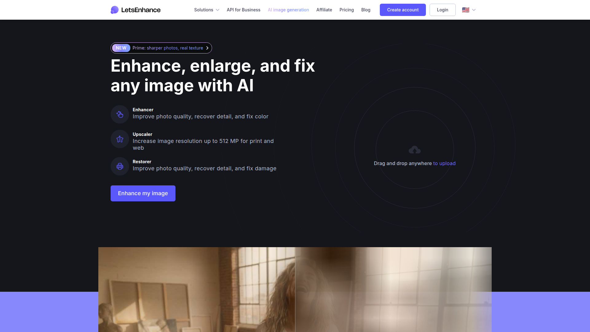 Let's Enhance homepage