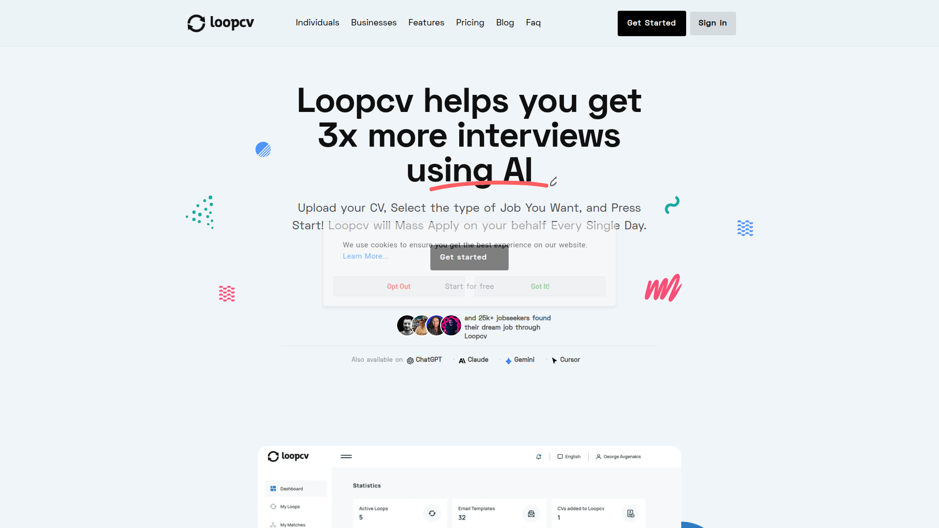 LoopCV homepage