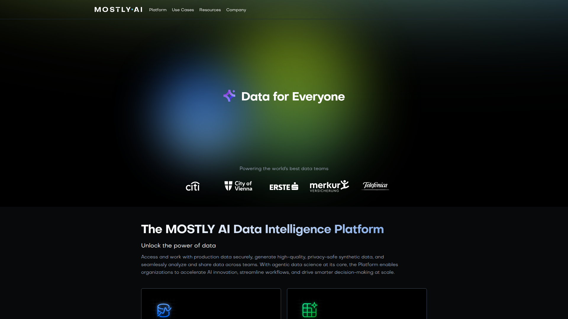 Mostly AI homepage