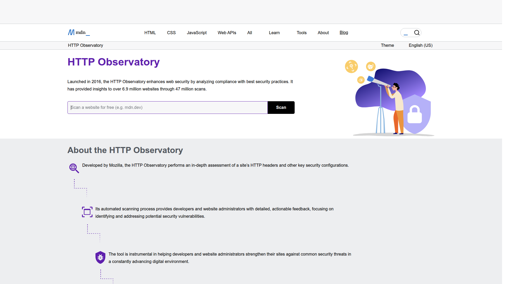Mozilla Observatory homepage