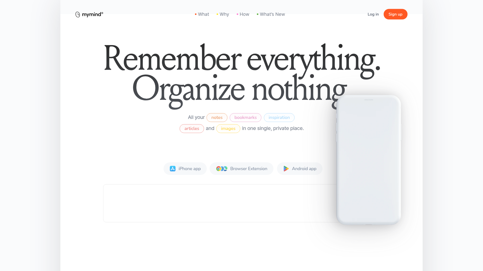mymind homepage