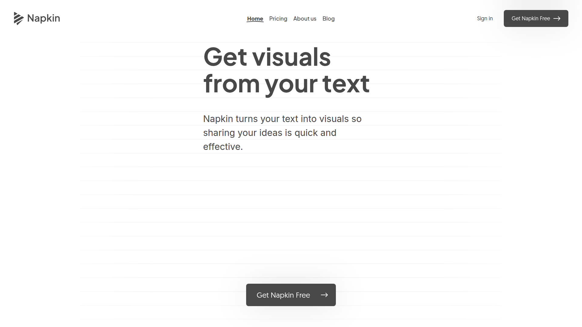 Napkin AI homepage