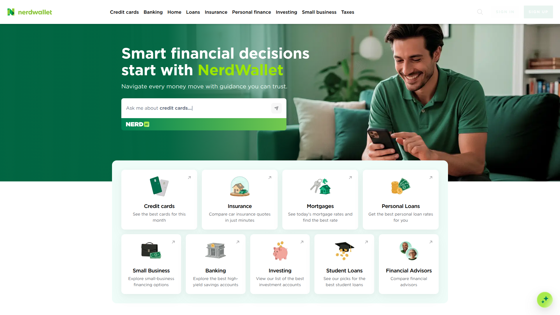 NerdWallet homepage