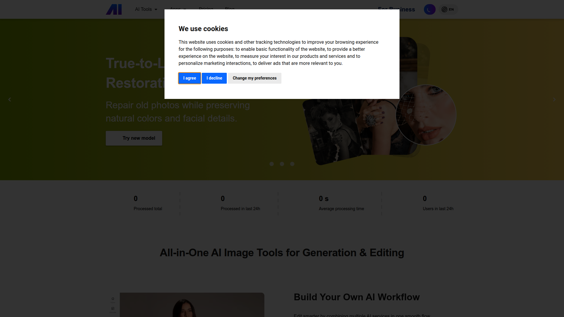 Nero AI Image Upscaler homepage