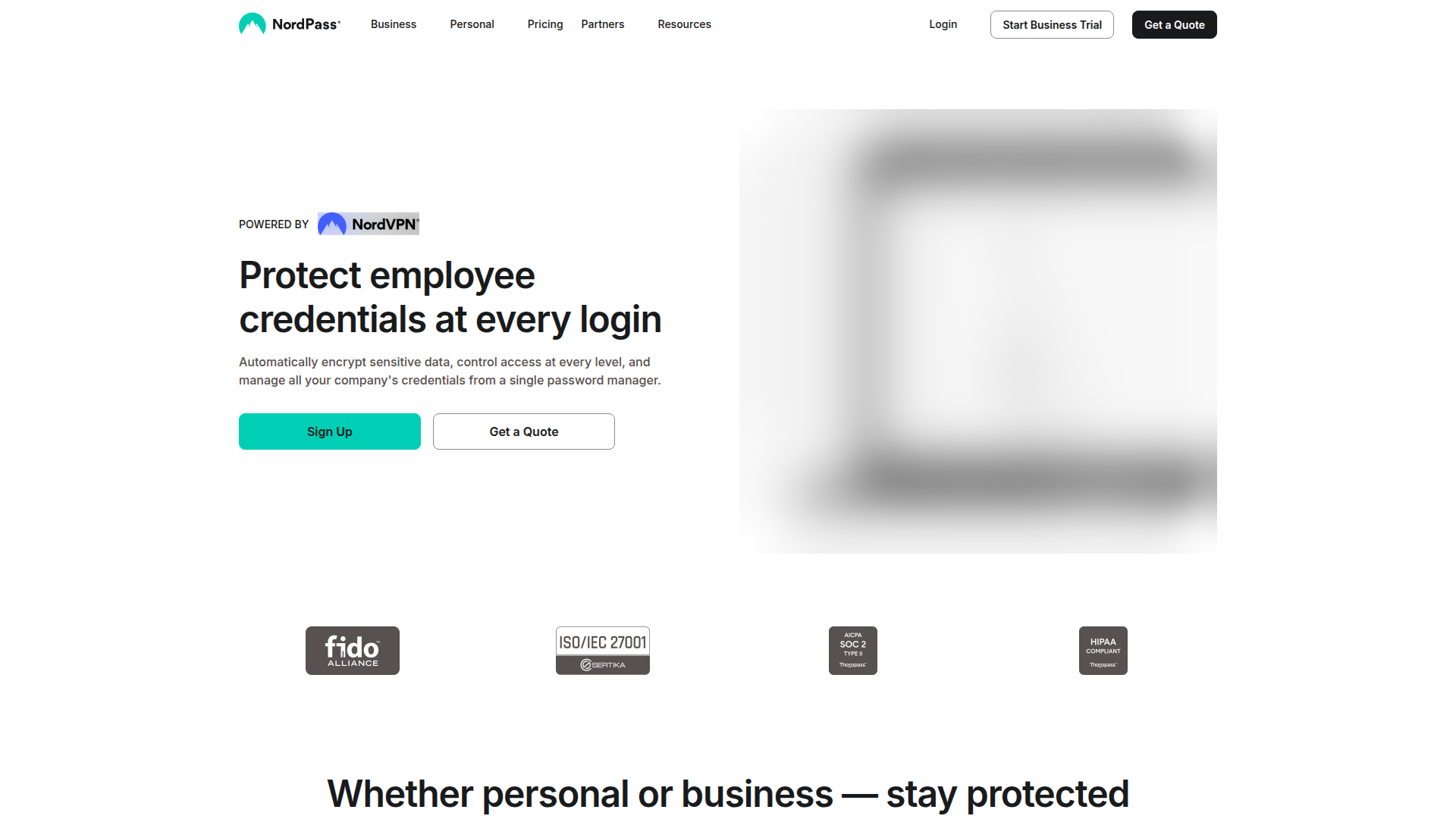 NordPass homepage
