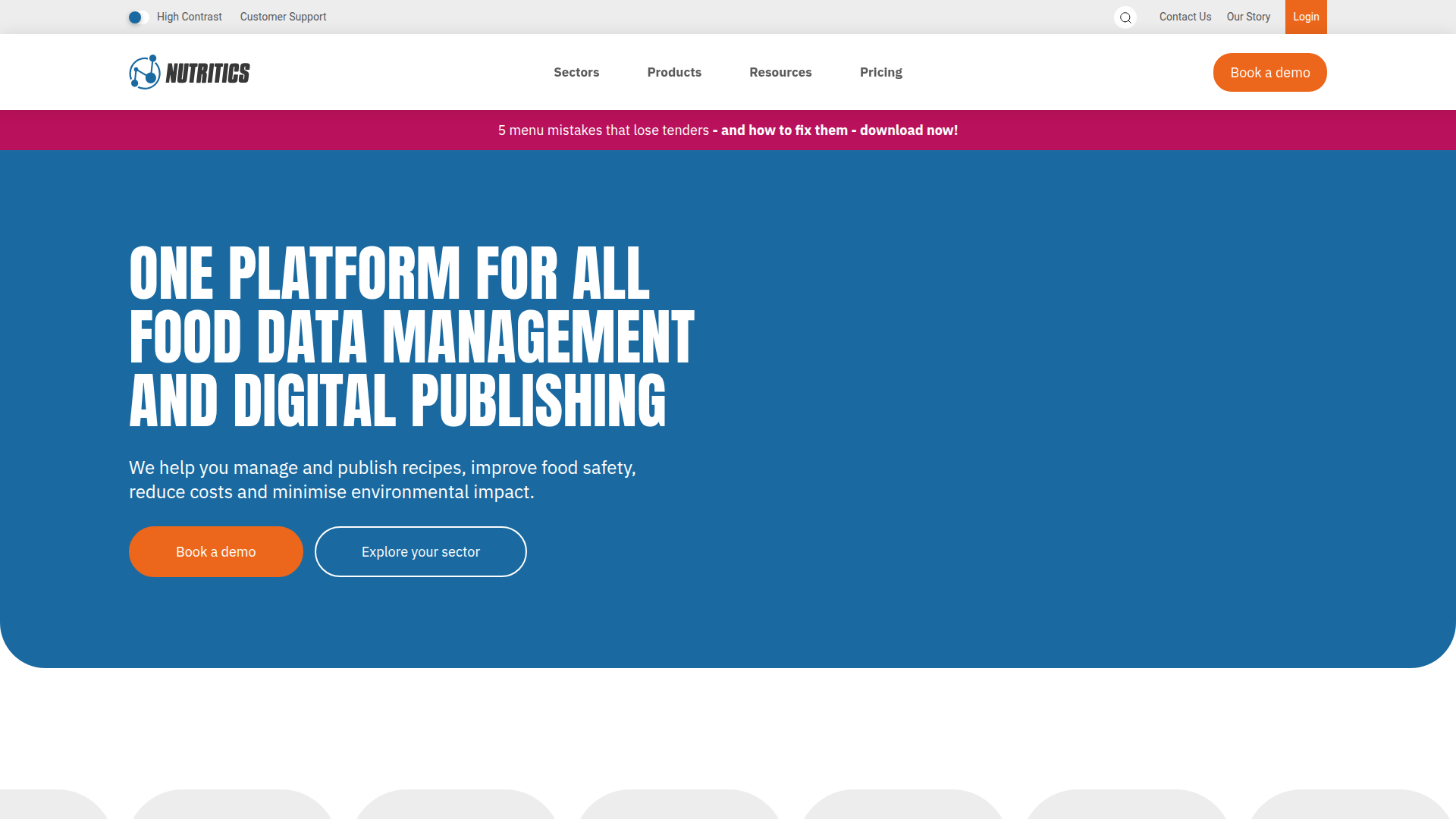 Nutritics homepage